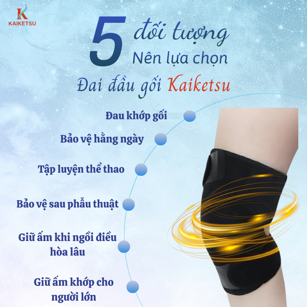 Đai gối KAIKETSU hỗ trợ giảm đau bảo vệ khớp gối đai đầu gối cho người đau khớp gối hiệu quả
