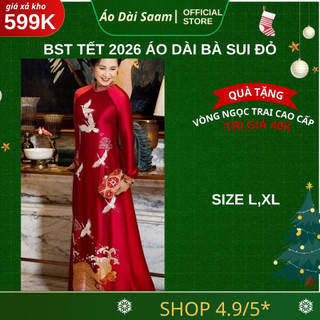 Áo Dài bà sui màu ĐỎ,áo dài saam cover cho mẹ cô dâu trung niên lụa tô châu cao cấp, đính thủ công