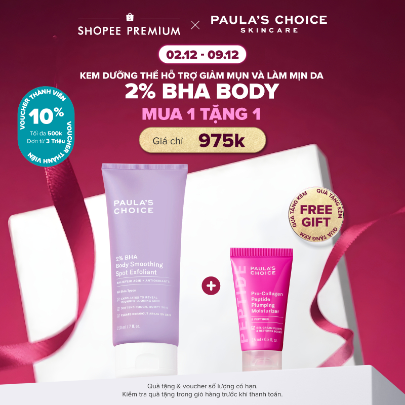 Kem dưỡng thể hỗ trợ giảm mụn và làm mịn da Paula's Choice 2% BHA Body Smoothing Spot Exfoliant - 5701