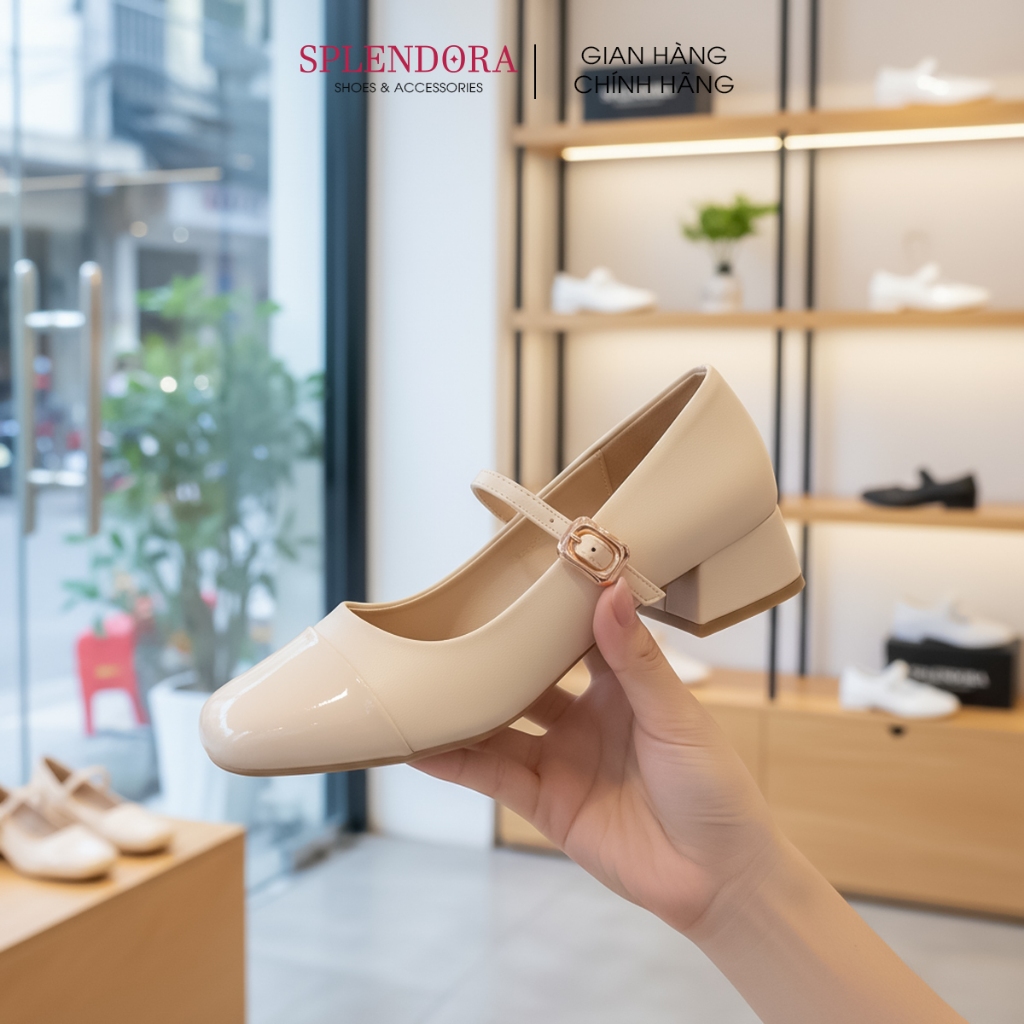 Giày Búp Bê Marry Jane Nữ Phom Rộng Splendora Gót Vuông Cao 3cm Lolita Kiểu Dáng Công Chúa _M1