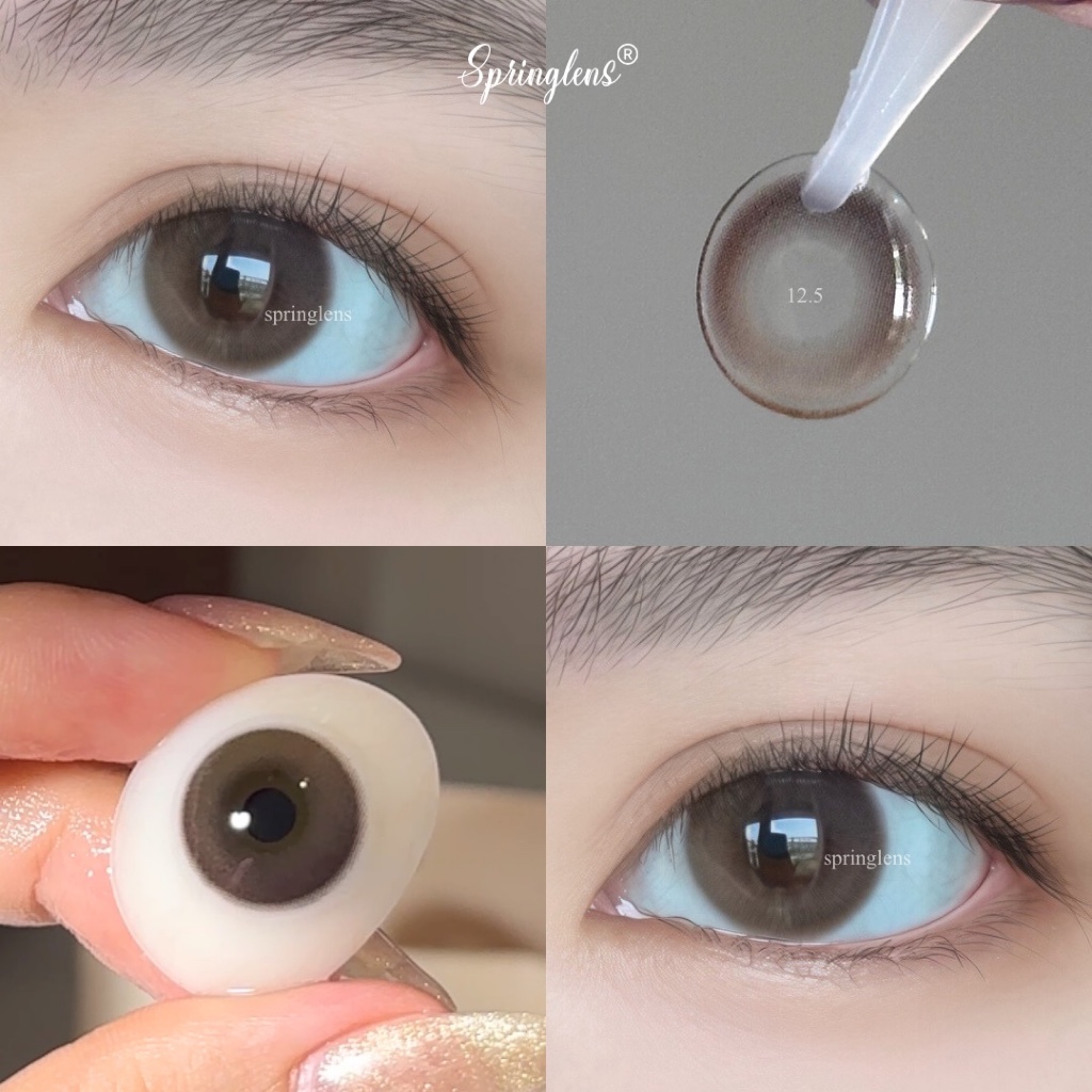 Kính áp tròng nâu sữa filter MILK AURA Pink BROWN hiệu ứng phớt nhẹ MPC 3 tháng 0-7 độ | Spring Lens