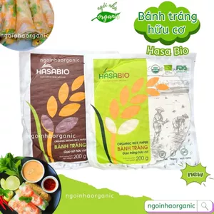 Bánh tráng gạo lứt/gạo trắng hữu cơ Hasa Bio/Hoa Sữa 200g làm gỏi cuốn, bánh tráng trộn ăn siêu ngon