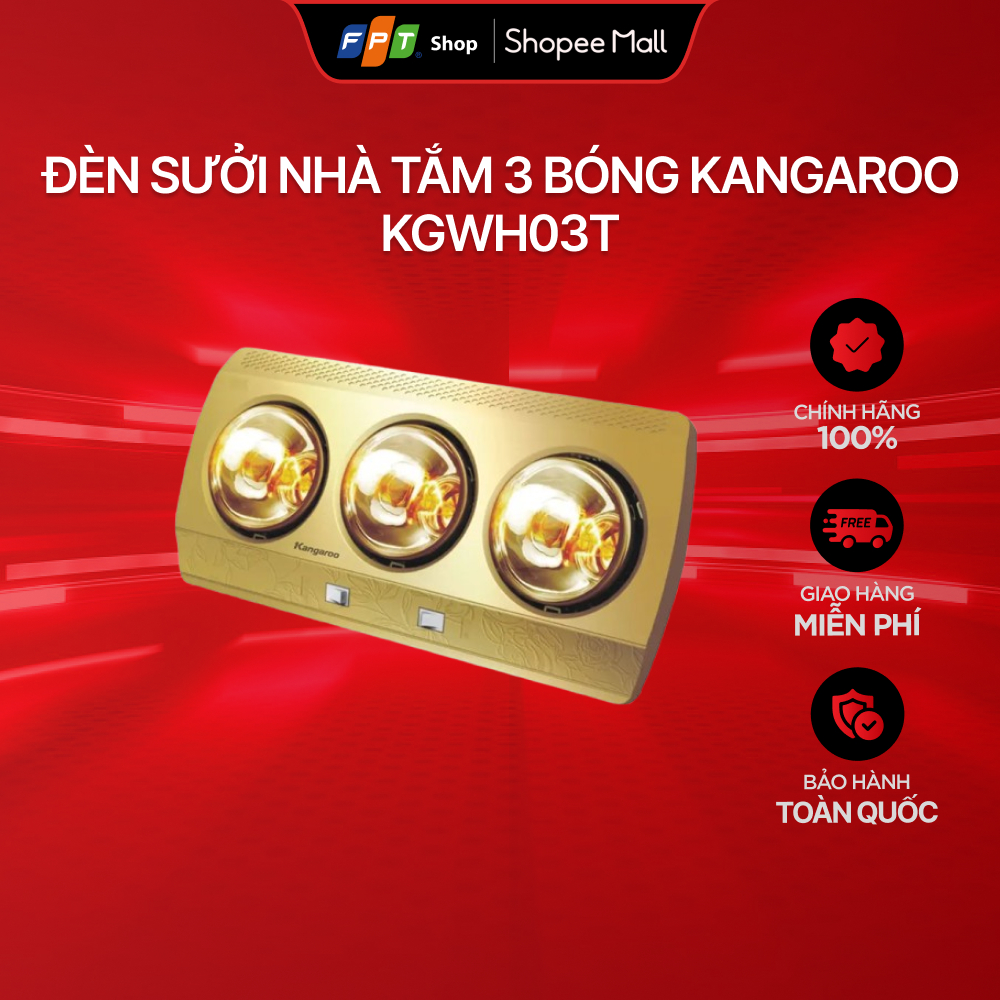 Đèn sưởi nhà tắm 3 bóng Kangaroo KGWH03T