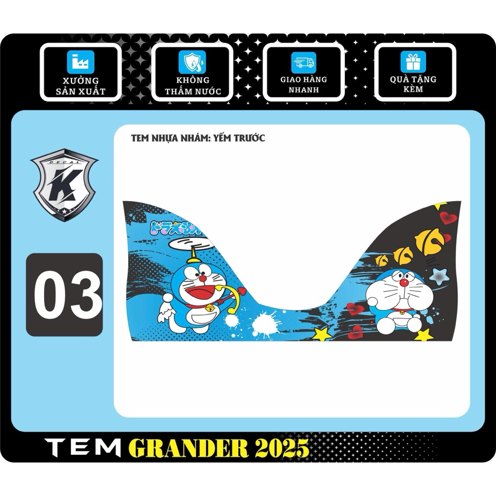 Decal tem dán nhựa nhám grande 2025-2026