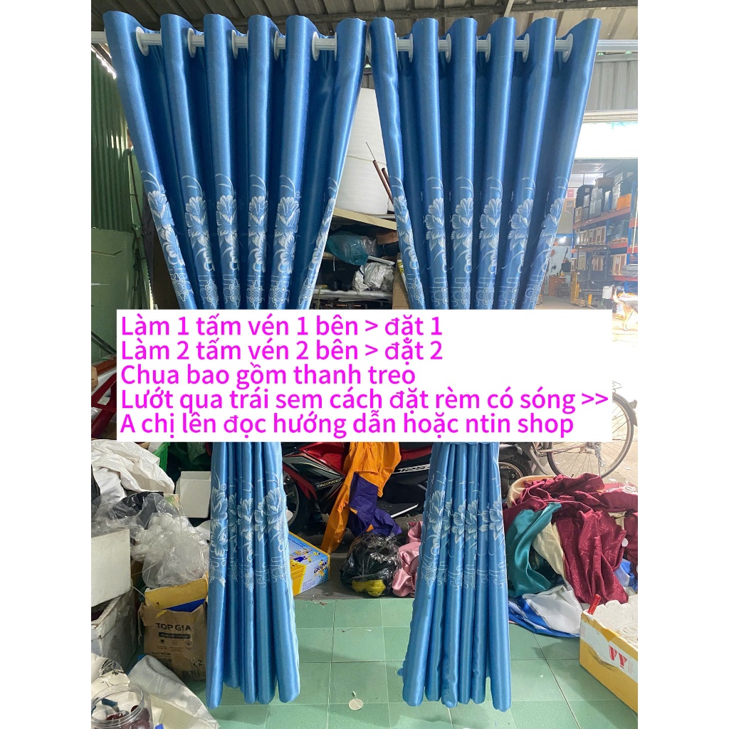Rèm 3D ngọc trai xanh dương hoa - giá 1m rèm căng thẳng chưa có độ nhúng sóng (rèm cửa việt hàn )