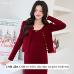 [VÁY LEN] Set Bao Gồm Áo Cardigan Và Váy Dành Cho Mẹ Bầu/ Không Bầu - Dự tiệc/Đón Giáng Sinh Ấm áp, tinh tế VL044 B2MUM — ảnh 3