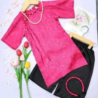 Áo dài cho bé gái mặc Tết, đi chơi lễ hội, áo dài cách tân bé gái. Set đồ du xuân chất lụa gấm cao cấp DA01- BIATONKIDS