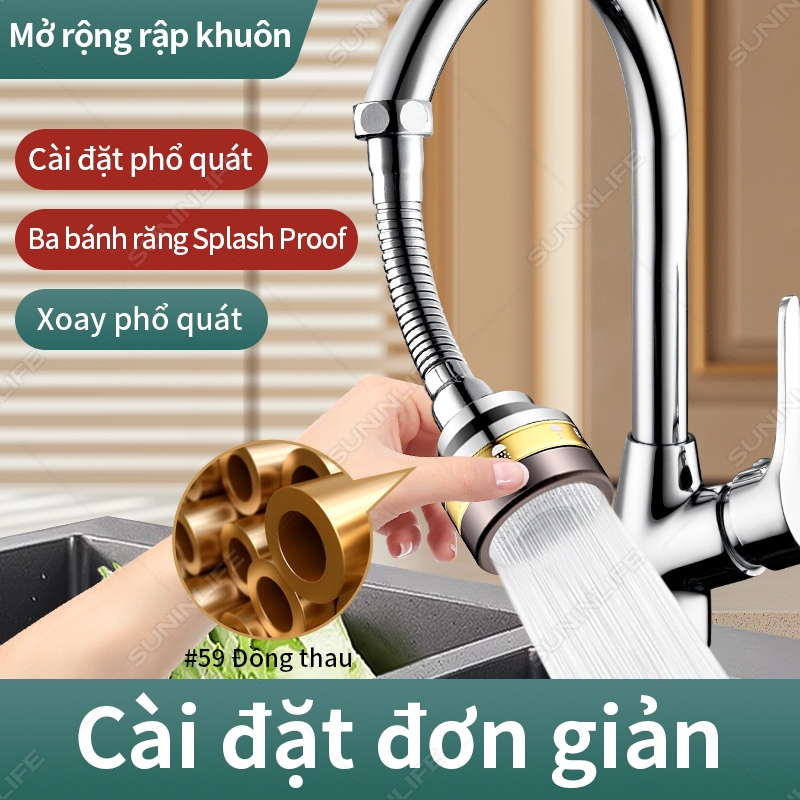 Đầu Vòi Rửa Bát Tăng Áp ĐỒNG THAU Inox 304 Cao Cấp - 3 Chế Độ Phun Cực Mạnh, Xoay 360 Độ