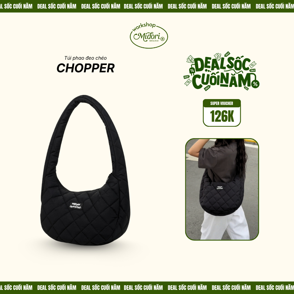 [DEAL SỐC] Túi Tote CHOPPER Nam Nữ Có Dây Đeo Chéo Vai Polyester Đựng Laptop Đi Học | MI MIDORI