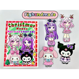 Đồ chơi bóc dán NOEL - nhà Kuromi vs Melody đáng yêu - búp bê giấy Gacha