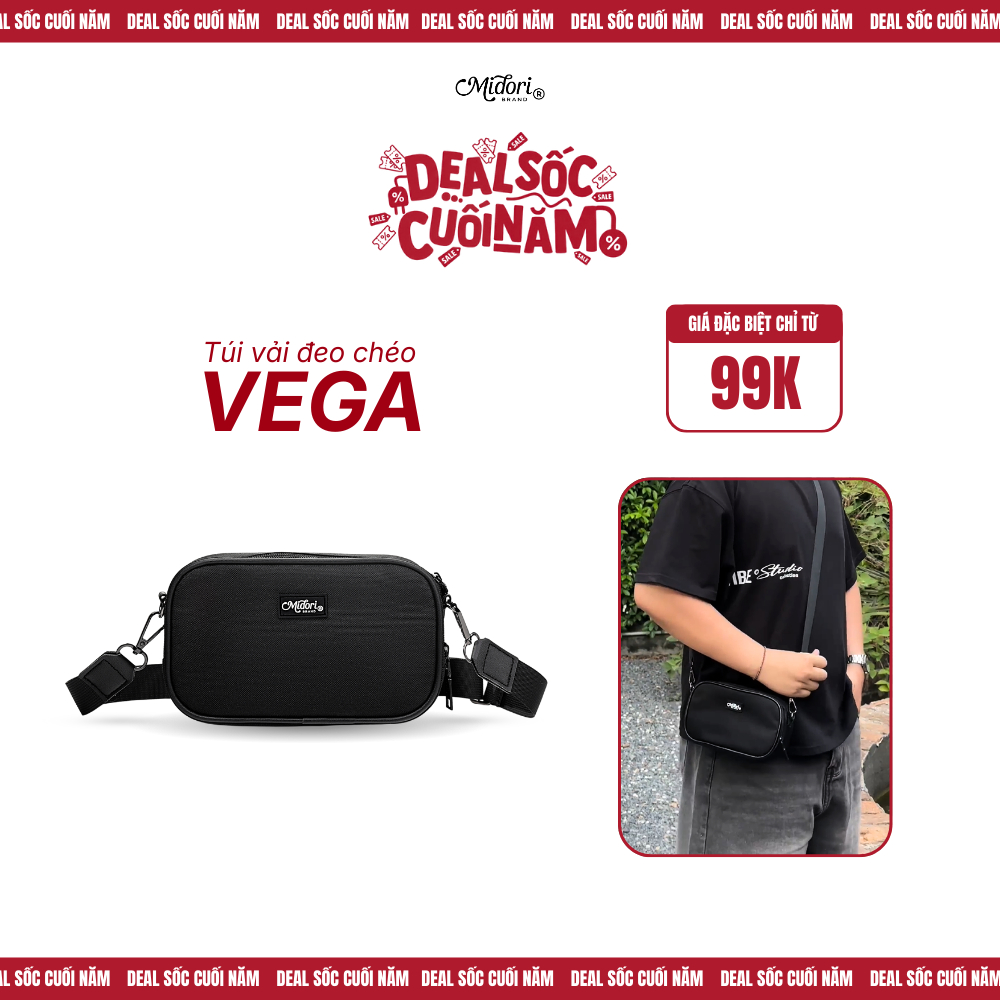 [DEAL SỐC] Túi Đeo Chéo VEGA Thời Trang Nam Nữ Unisex Polyester Trượt Nước | Local Brand M STUDIO