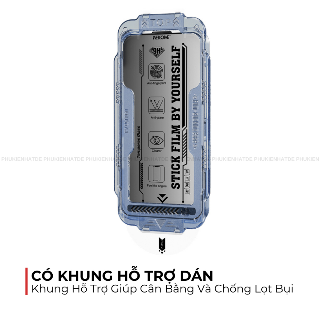 Kính Cường Lực Có Khung Tự Dán Godzilla cho iphone Chính Hãng Wekome – Chống Nhìn Trộm,Chống Vân Tay