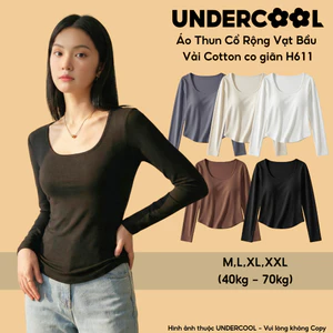 Áo Thun Nữ Dài Tay Cổ U Vạt Bầu UNDERCOOL Áo Giữ nhiệt Chất Cotton Co Giãn Tôn Dáng Phom Ôm Cotton Hàn Quốc H611