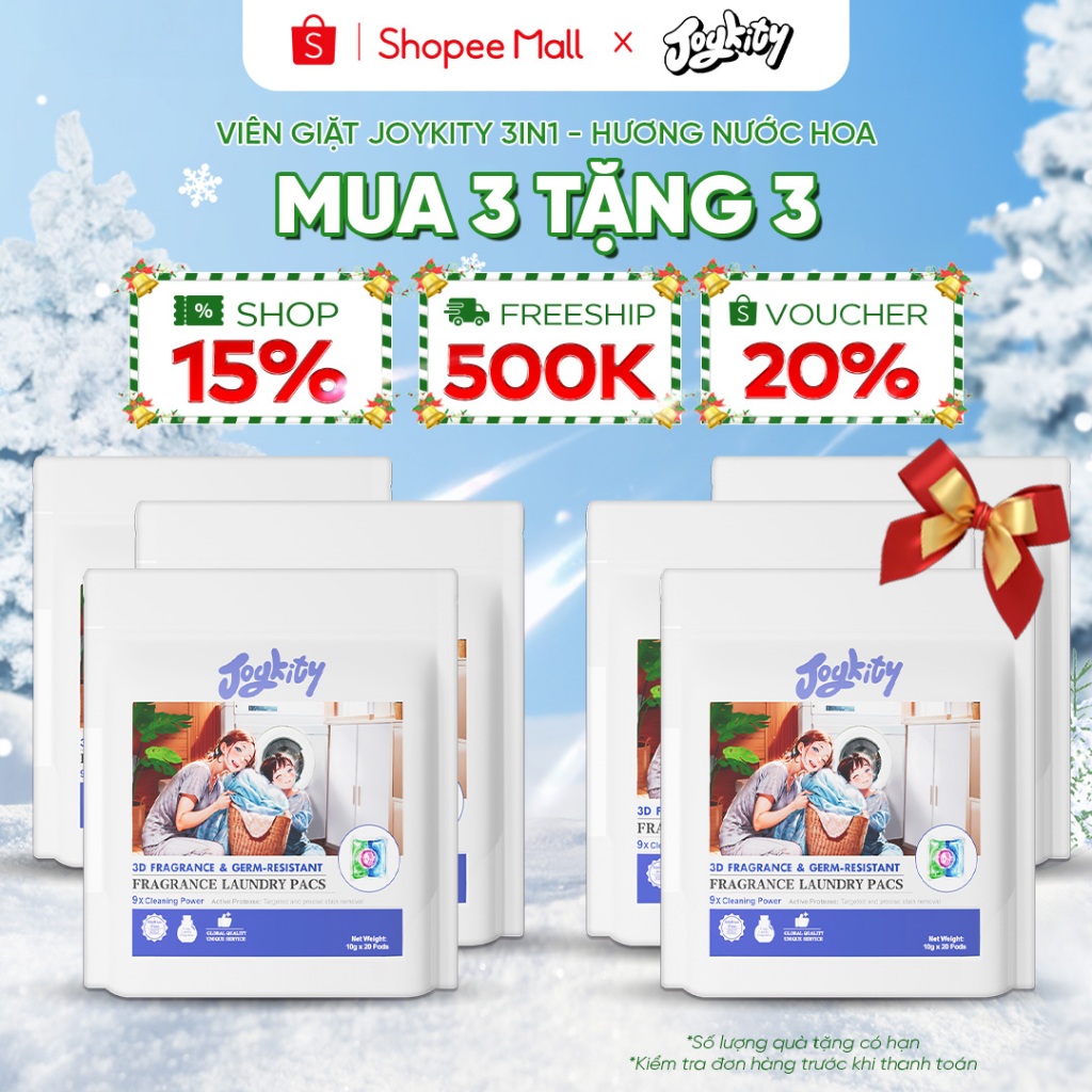 [MUA 3 TẶNG 3] Viên Giặt Hương Nước Hoa Cao Cấp Joykity Công Thức 3in1 An Toàn Cho Da Lưu Hương 24 Giờ