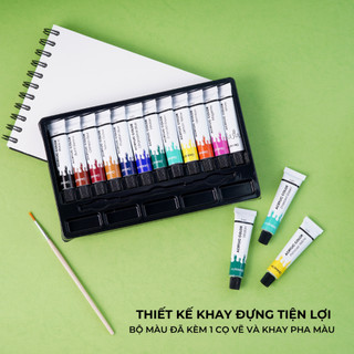 [TẶNG BÚT] Màu Nước Acrylic Dạng Tuýp 12ml GLOBAL ART-  ARTMATE 12 /24 Màu Cao Cấp Đặc Nhanh Khô, Vẽ Chuyên Nghiệp