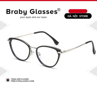 Gọng Kính Cận Mắt Mèo Nam Nữ Braby Glasses Chất Liệu Kim Loại Siêu Nhẹ Thiết Kế Sang Trọng MK125