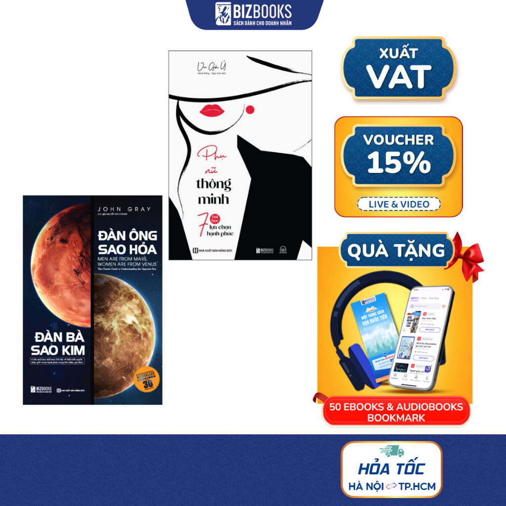 Sách Phụ Nữ Thông Minh: 7 Bài Học Lựa Chọn Hạnh Phúc Và Đàn Ông Sao Hỏa Đàn Bà Sao Kim - Bizbooks