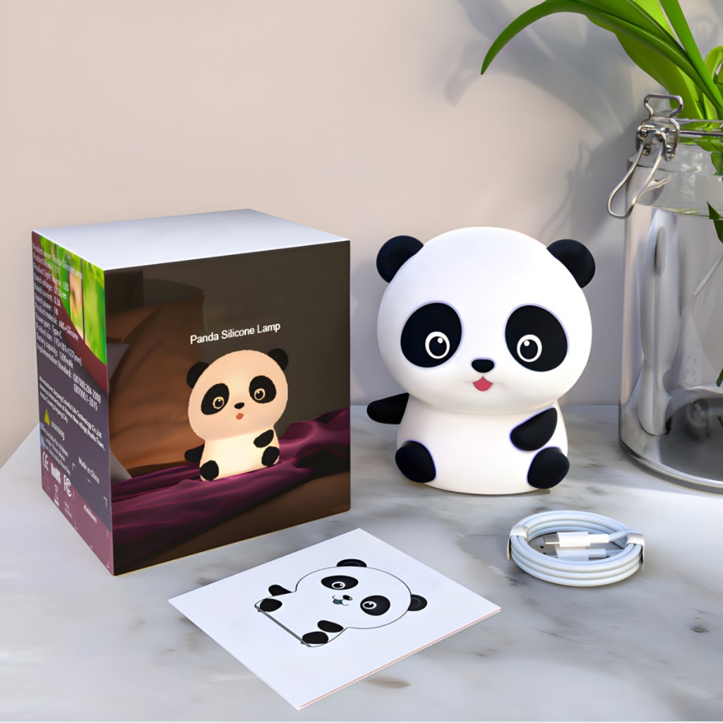 Đèn ngủ gấu trúc để bàn, hẹn giờ 30p, ánh sáng dịu, decor phòng ngủ, quà tặng sinh nhật ý nghĩa