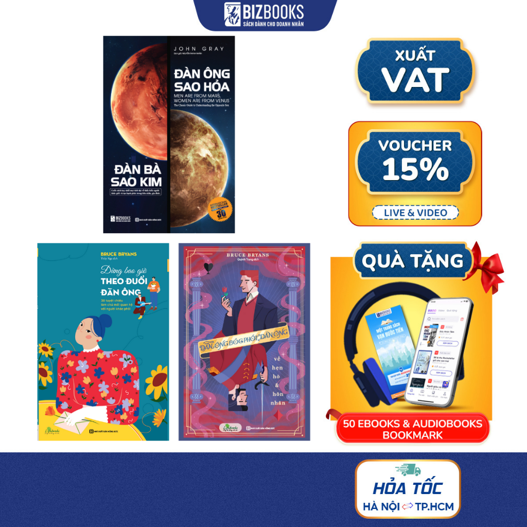 Combo Sách 3 Cuốn Thấu Hiểu Tâm Lý Đàn Ông: Đàn Ông Sao Hỏa, Đàn Ông Bóc Phốt Đàn Ông, Đừng Bao Giờ Theo Đuổi Đàn Ông