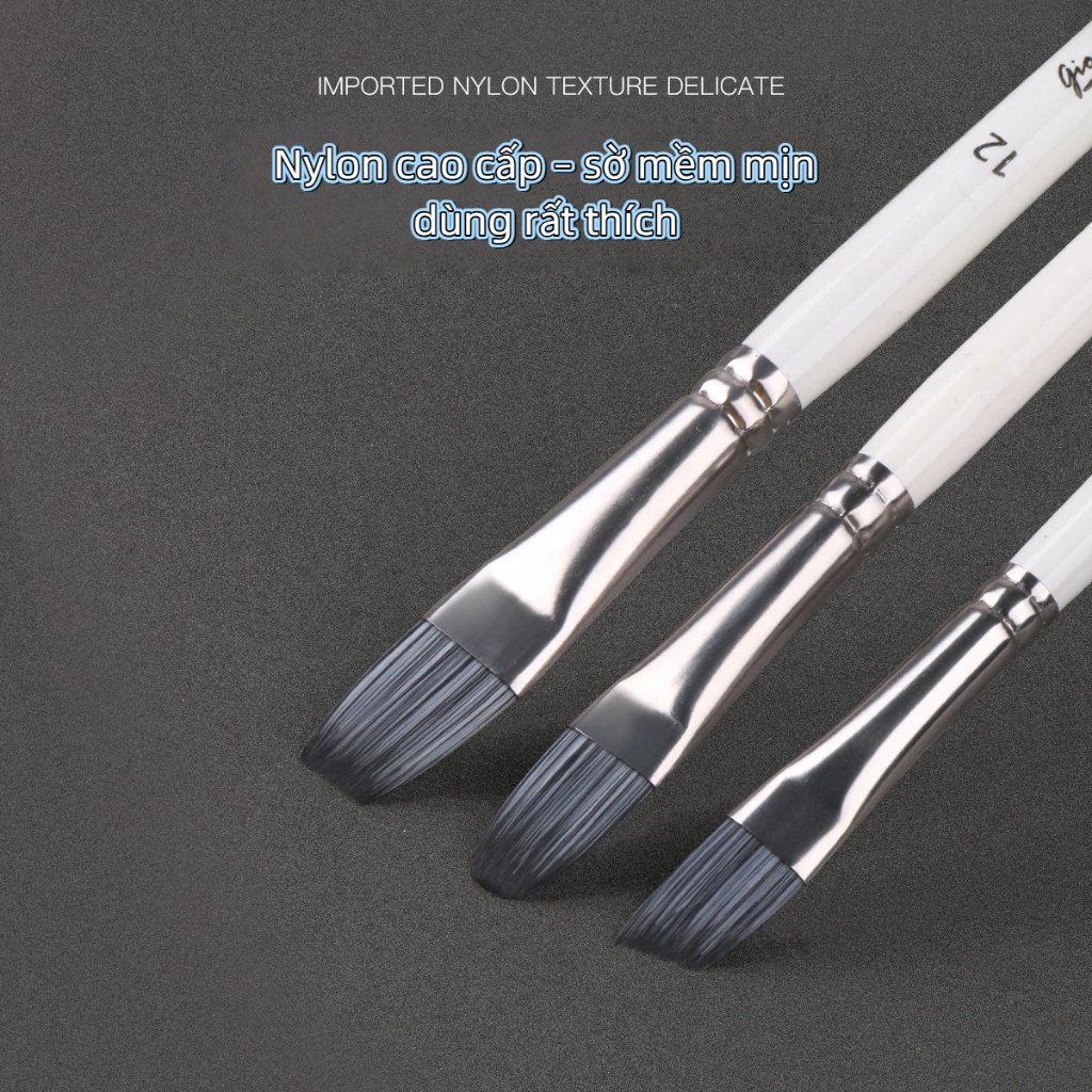 Deli] Set 4/5/6 Cọ Vẽ Đầu Tròn & Dẹt – Lông Nylon, Dùng Cho Acrylic, Màu Nước, Sơn Dầu