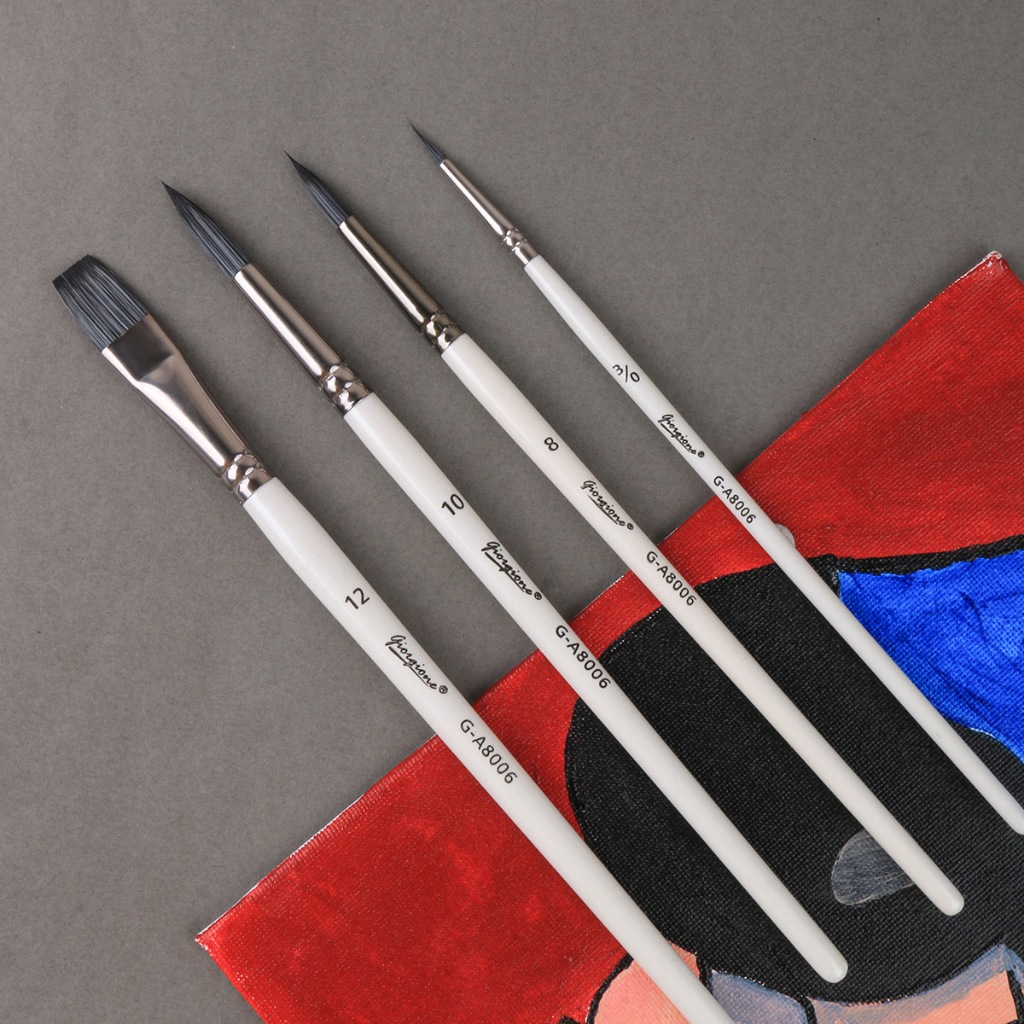 Deli] Set 4/5/6 Cọ Vẽ Đầu Tròn & Dẹt – Lông Nylon, Dùng Cho Acrylic, Màu Nước, Sơn Dầu