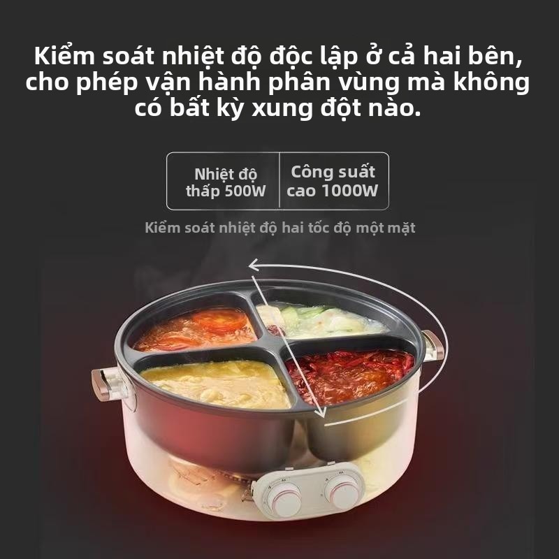 Nồi lẩu điện -bốn ngăn đa chức năng gia đình6Nồi điện tích hợp dung tích lớn 1500W