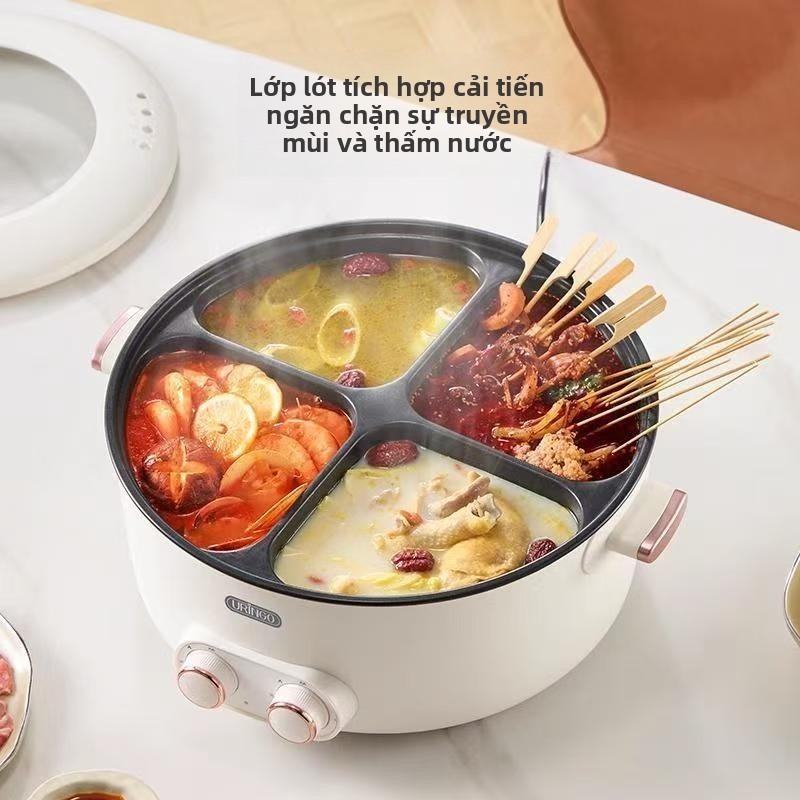 Nồi lẩu điện -bốn ngăn đa chức năng gia đình6Nồi điện tích hợp dung tích lớn 1500W