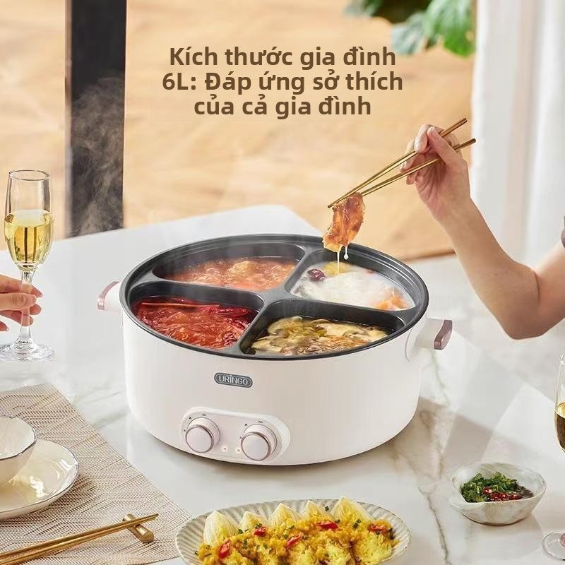 Nồi lẩu điện -bốn ngăn đa chức năng gia đình6Nồi điện tích hợp dung tích lớn 1500W