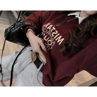Áo Khoác Nỉ Cổ Bẻ Nữ Form Rộng Chữ Mistakes, Áo Nỉ Dài Tay Ấm Áp Phong Cách Hàn Quốc Cakecat