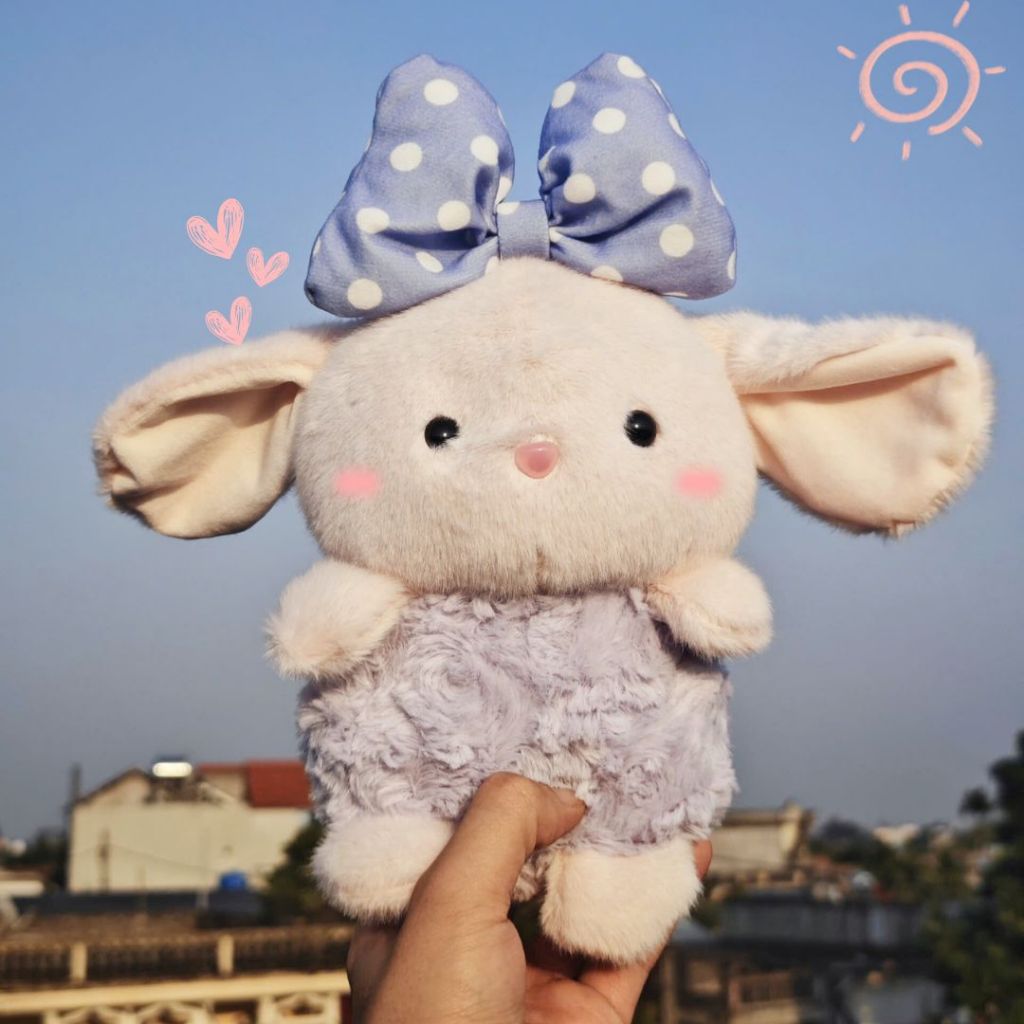 Gấu Bông Thỏ Tai Chuột Mini Đeo Nơ Micky Dễ Thương Quà Tặng Cho Trẻ Em, Bạn Gái Ngày Sinh Nhật, Noel,8/3