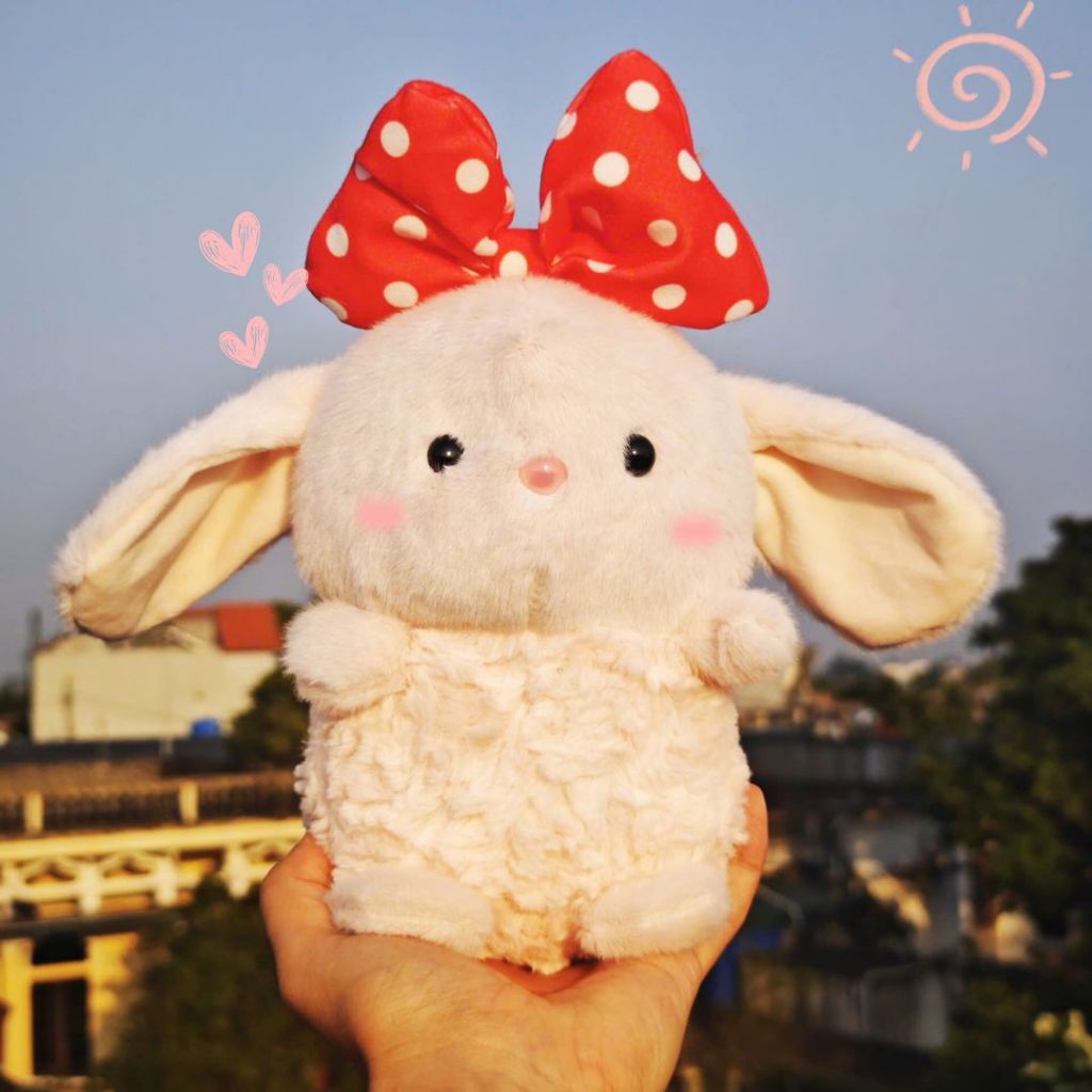 Gấu Bông Thỏ Tai Chuột Mini Đeo Nơ Micky Dễ Thương Quà Tặng Cho Trẻ Em, Bạn Gái Ngày Sinh Nhật, Noel,8/3