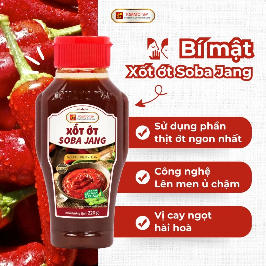 Xốt Ớt Soba Jang Gói 20g Tomato T&P, Chấm Đồ Chiên Nướng, Tương ớt lên men, Tương chấm thịt- SJ20