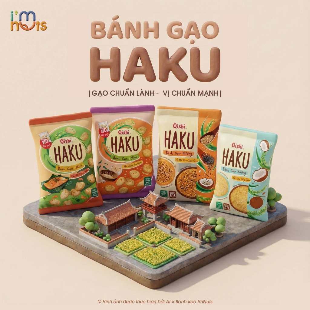 Snack Bánh Gạo Nướng Haku Oishi Đủ Vị Dạng Túi Tiện Lợi