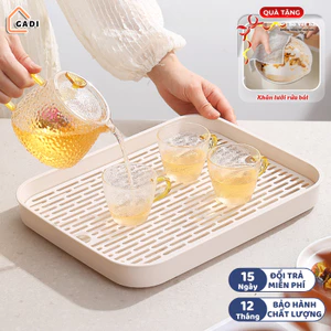 Khay úp ly cốc GADI, khay trà nhựa PP cao cấp 2 lớp chịu nhiệt sử dụng đa năng phong tiện ích cho gia đình