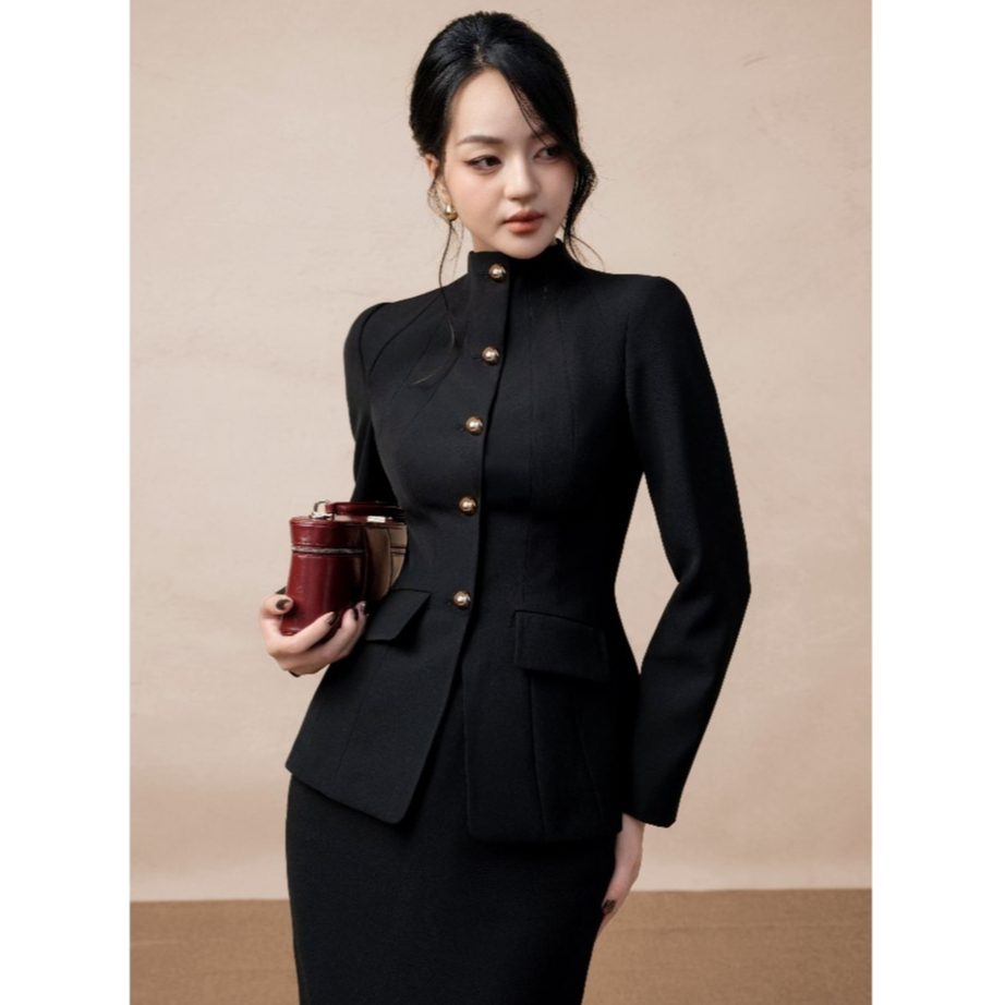 Blazer nữ ELLA DORA 5 cúc đồng form ôm cổ ve thiết kế thanh lịch dễ mặc phong cách công sở [V28]