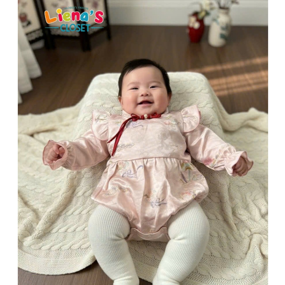 Bodysuit Bé Gái Chất Gấm Thêu Cao Cấp Liena's Closet Họa Tiết Xinh Xắn An Toàn Cho Da Bé Mặc Đi Chơi Noel Chơi Tết 2026