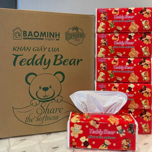 THÙNG 5 GÓI TẶNG 1 Giấy ăn rút Lụa Mịn TEDDY BEAR SOFTNESS 330 TỜ 3 LỚP - 4 LỚP chất lụa trắng mềm mại