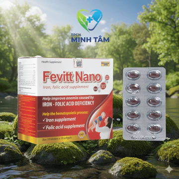 Viên uống FEVITT NANO 100V bổ sung sắt, acid folic, bổ máu, cải thiện tình trạng thiếu máu - Hộp 100v