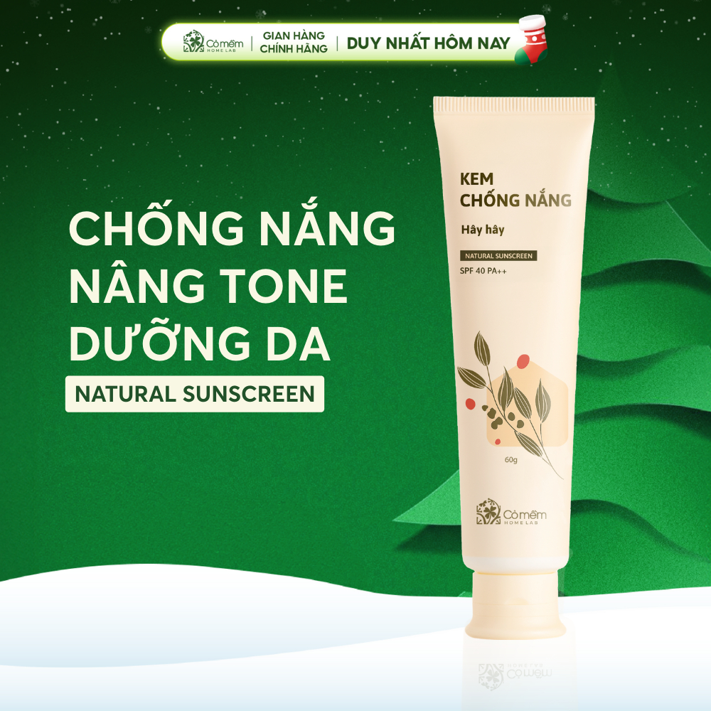 Kem Chống Nắng Mặt Nâng Tông Thấm Nhanh Hây Hây Cho Mọi Loại Da Khô Dầu Mụn SPF 40 PA ++ Cỏ Mềm 60g