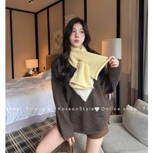 TRIANGLE - Babyheart Knitted (Cân nhắc kỹ, return is not welcomed)- Áo len dáng rộng trái tim cao cấp kèm khăn