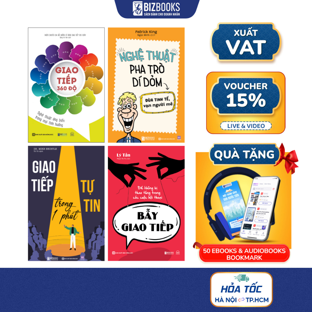 Sách Nghệ Thuật Pha Trò Dí Dỏm, Bẫy Giao Tiếp, Giao Tiếp 360 Độ, Giao Tiếp Tự Tin Trong 1 Phút, Ứng Biến – Hài Hước