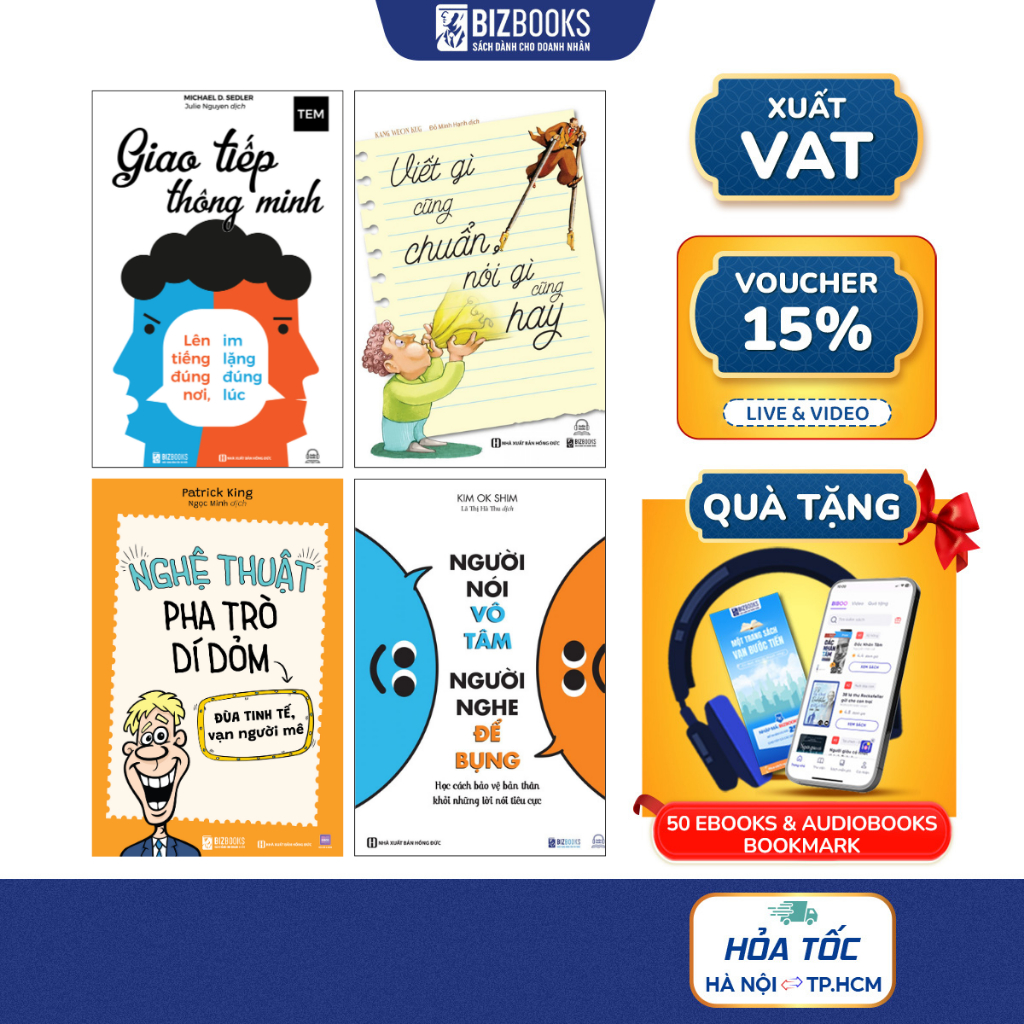 Sách 4 Cuốn Nghệ Thuật Pha Trò Dí Dỏm, Viết Gì Cũng Chuẩn Nói Gì Cũng Hay, Người Nói Vô Tâm, Giao Tiếp Thông Minh