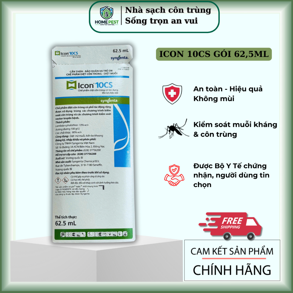 Thuốc muỗi Icon 10CS Syngenta gói 62,5ml, thuốc diện côn trùng thế hệ ...