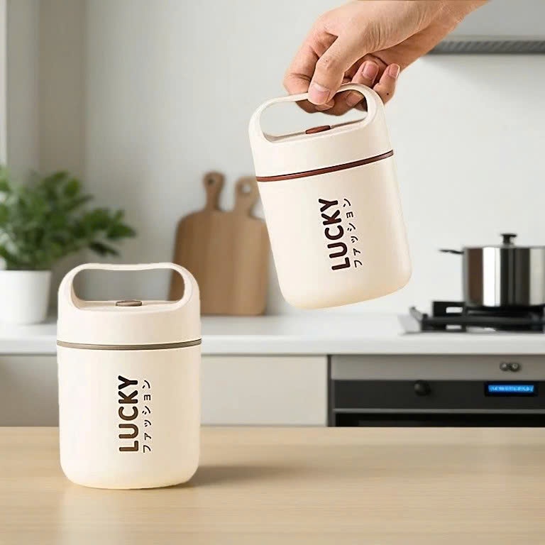 Bình ủ cháo Lucky lõi inox 304 cao cấp – giữ nhiệt hiệu quả, tiện lợi mang đi học, đi làm, đi chơi