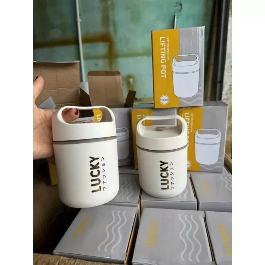 Bình ủ cháo Lucky lõi inox 304 cao cấp – giữ nhiệt hiệu quả, tiện lợi mang đi học, đi làm, đi chơi