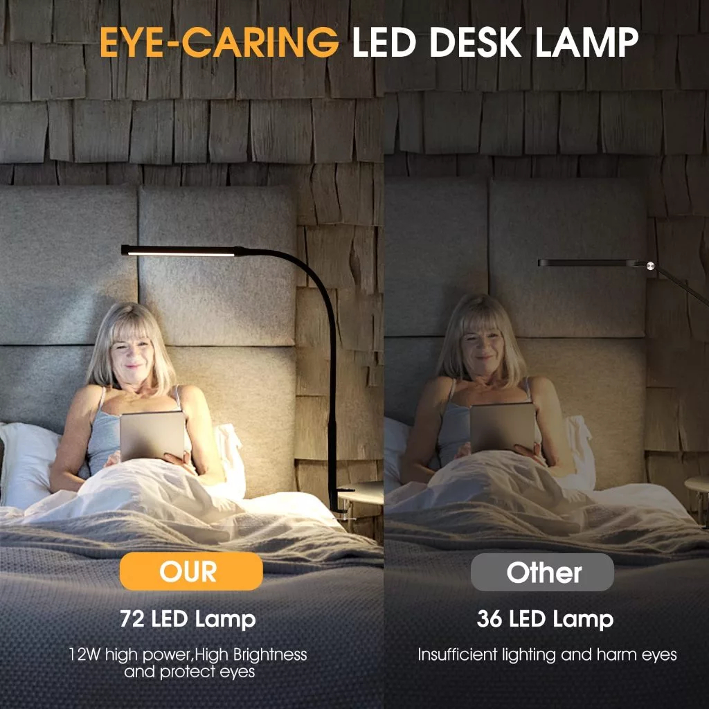 12W Đèn Led Bàn Học Bảo Vệ Mắt Kẹp Bàn Đèn, 3 Màu Ánh Sáng Và, 10 Mức Độ Bảo Vệ Mắt, Có Thể Gấp Gọn Điều Chỉnh 360 Độ
