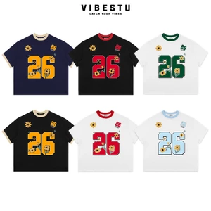 Áo Thun Local Brand VIBESTU "Number 26", Áo Thun Boxy Form Rộng Unisex 250Gsm 100% Cotton