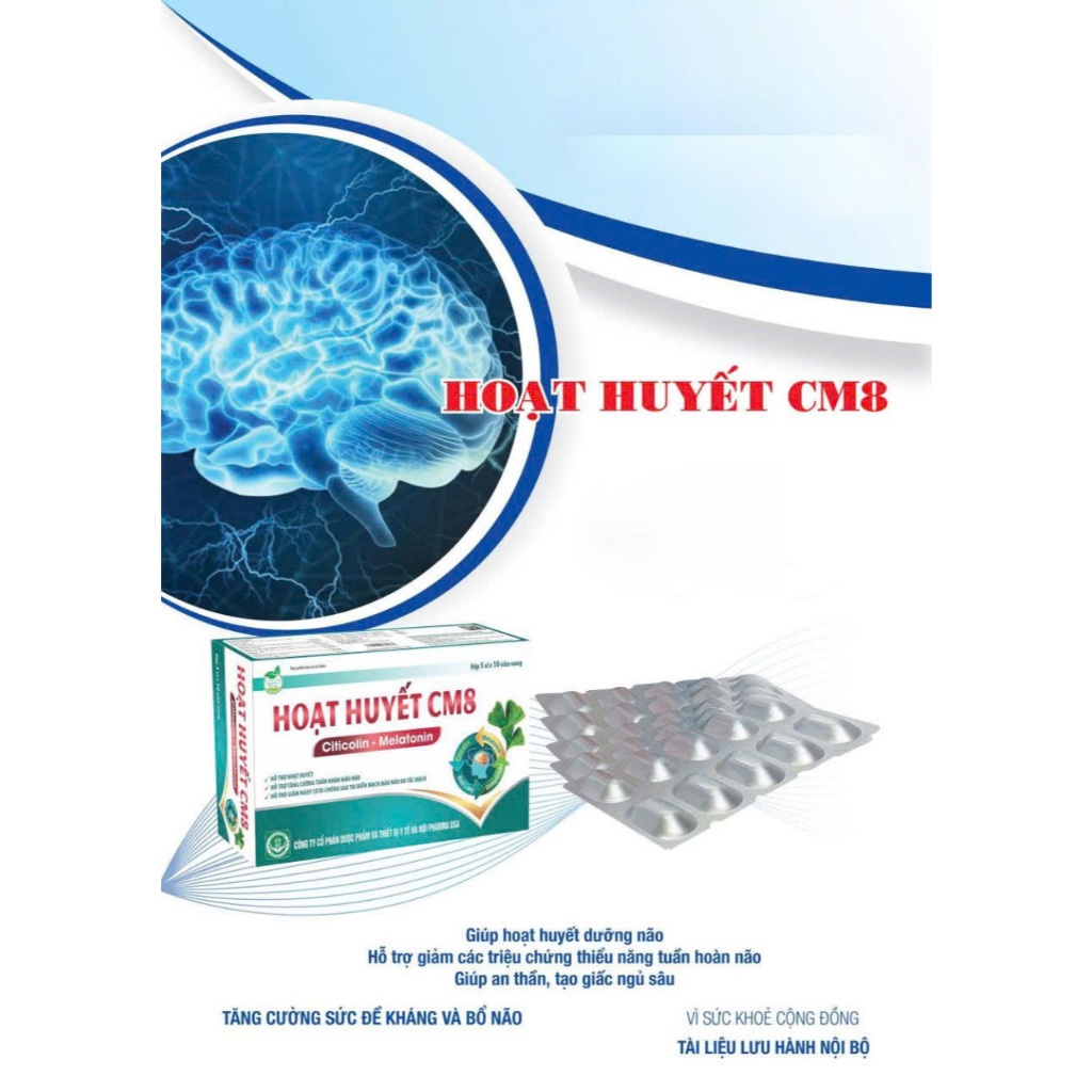 Viên Uống Hoạt Huyết CM8, hỗ trợ cải thiện tuần hoàn máu não, giảm đau đầu, mất ngủ