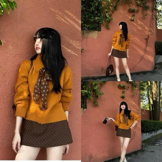 Chân váy nữ chữ A chất dạ ép chấm bi có lót quần