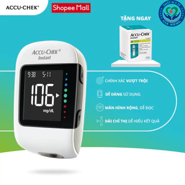 Máy đo đường huyết Accu-Chek Instant + Hộp 25 que thử và 10 kim chích - Hàng Chính Hãng